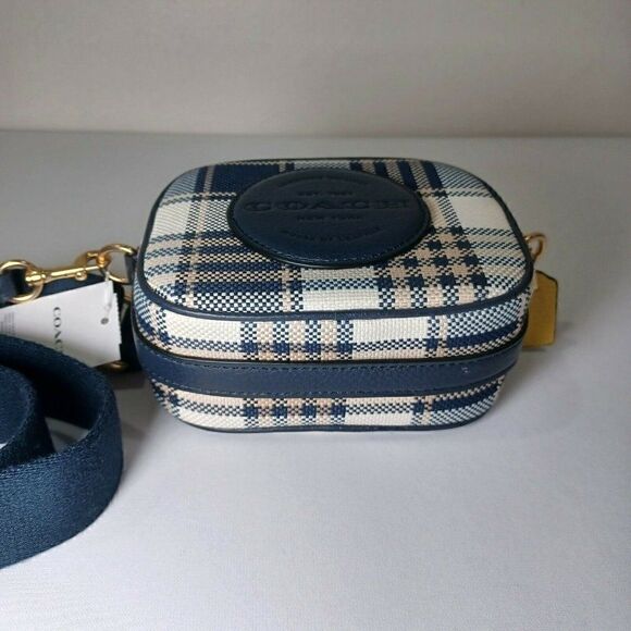NWT Coach C8681 Plaid Dempsey Camera Bag Crossbody Mini Handbag Midnight Multi - Picture 6 of 8